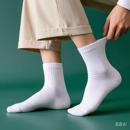 High-cost-performance and durable and wrinkle-resistant polyester-cotton Mid-calf blank socks